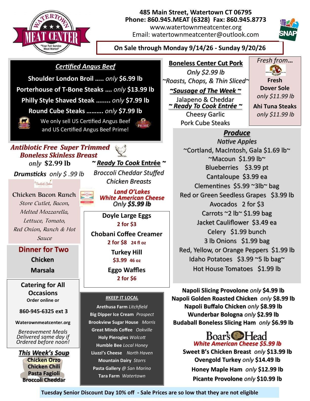 Watertown Meat Center Weekly Ad September 14 - 20, 2026