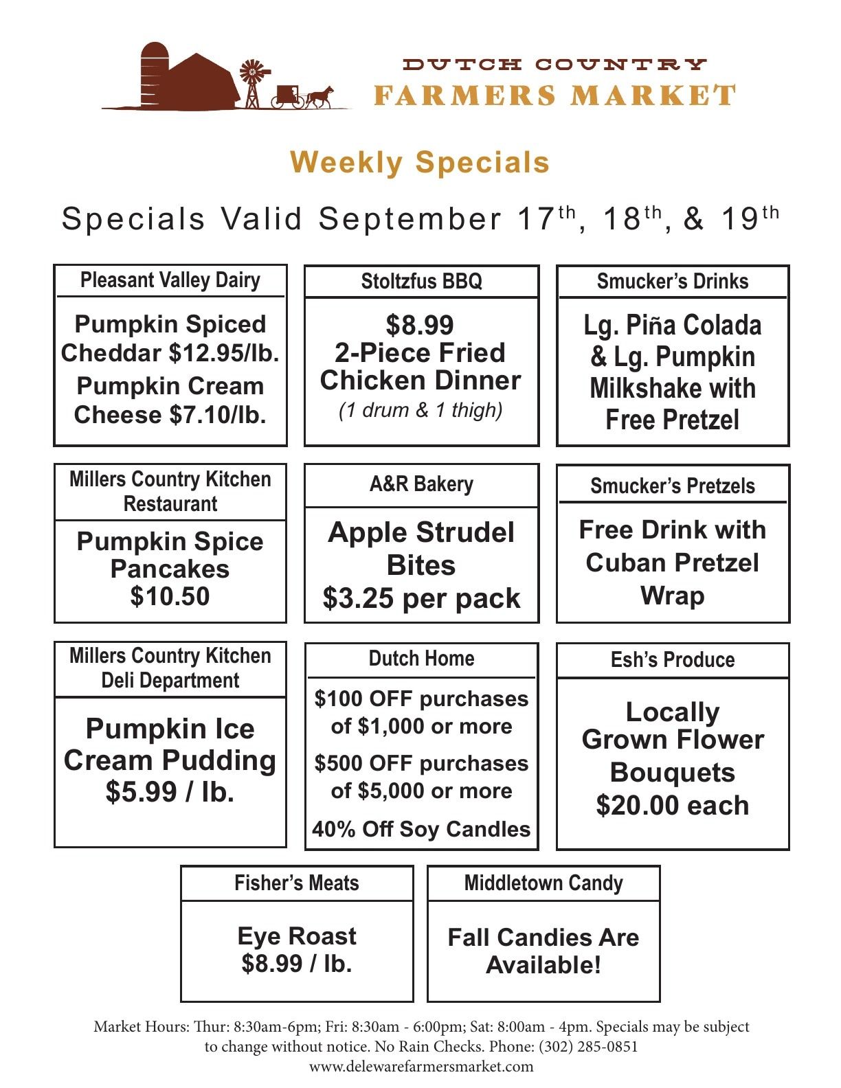 Dutch Country Farmers Market Weekly Specials Weekly Ad September 17 - 19, 2026