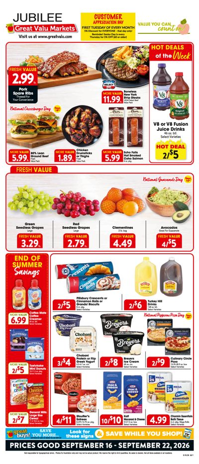 Trout's Jubilee Foods Weekly Ad September 16 - 22, 2026