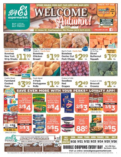 Big E's Supermarket Weekly Ad September 20 - 26, 2026