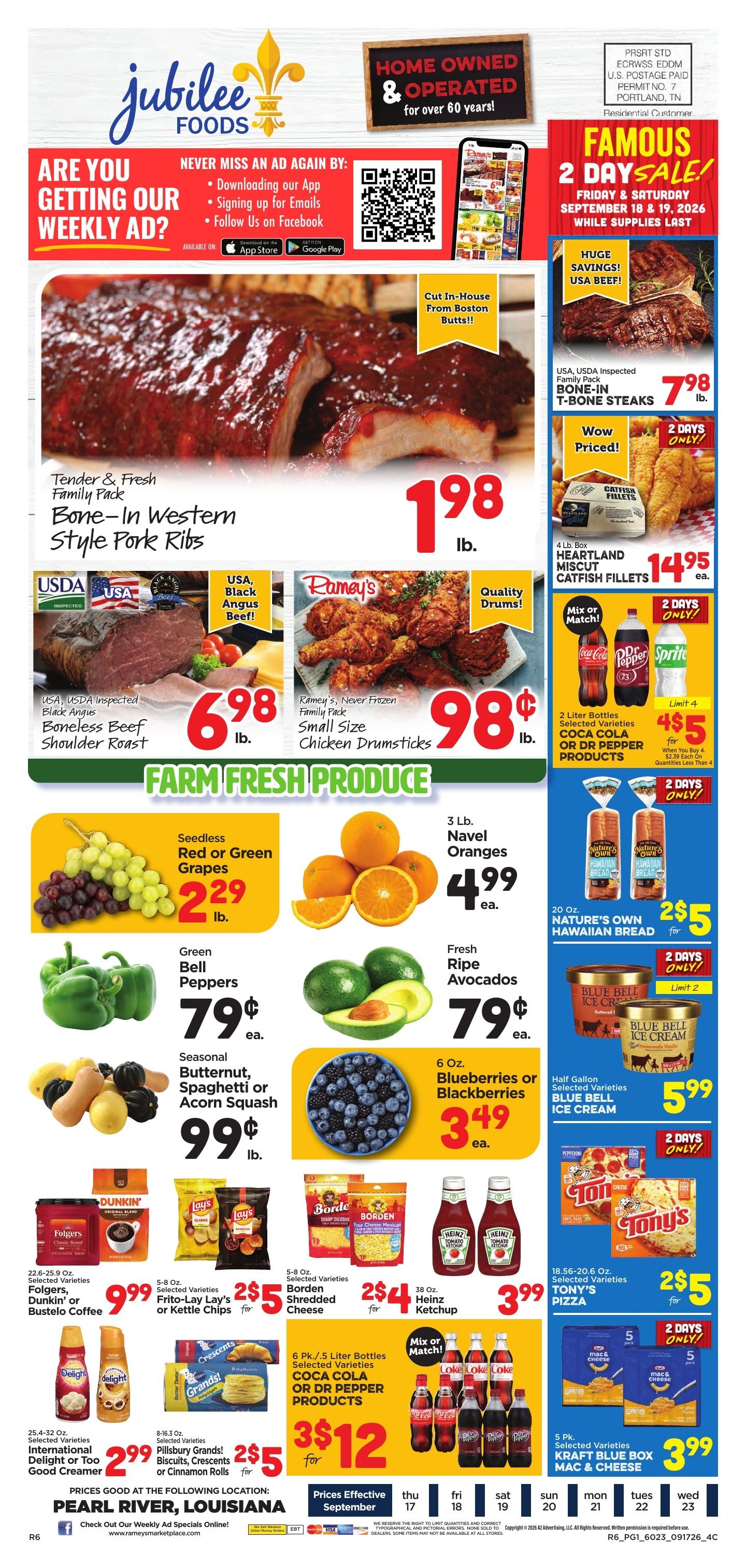 Jubilee Foods Pearl River Weekly Ad September 17 - 23, 2026