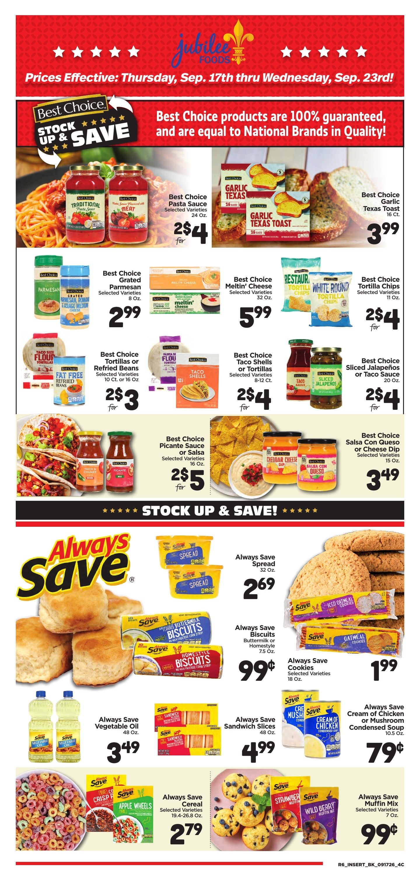Jubilee Foods Pearl River Weekly Ad September 17 - 23, 2026