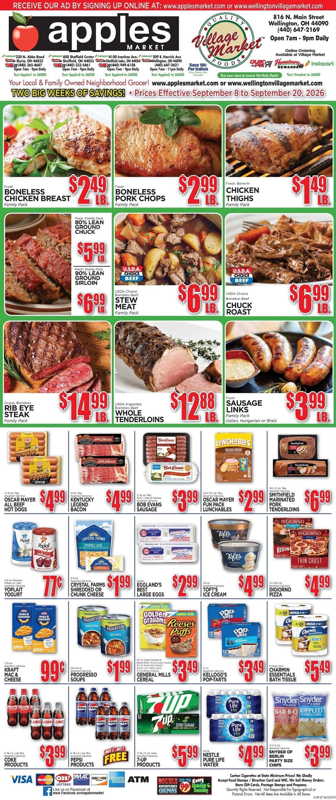 Apples Market (Akron Area, OH) Weekly Ad September 8 - 20, 2026