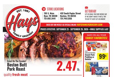 Hays Family Grocery Weekly Ad September 23 - 29, 2026