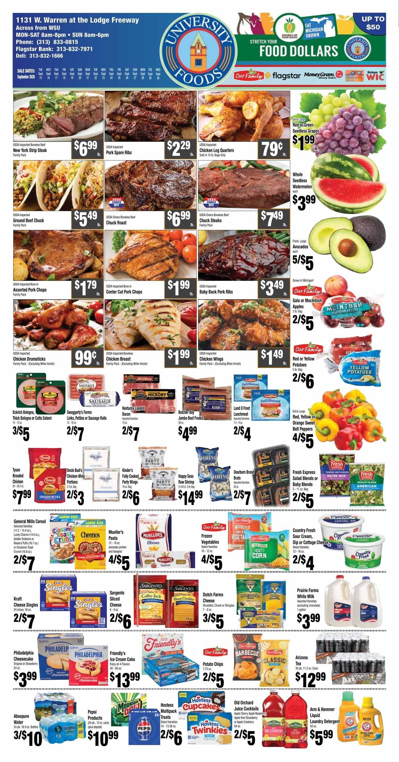University Foods (1131 West Warren Avenue, Detroit, MI) Weekly Ad September 17 - 30, 2026