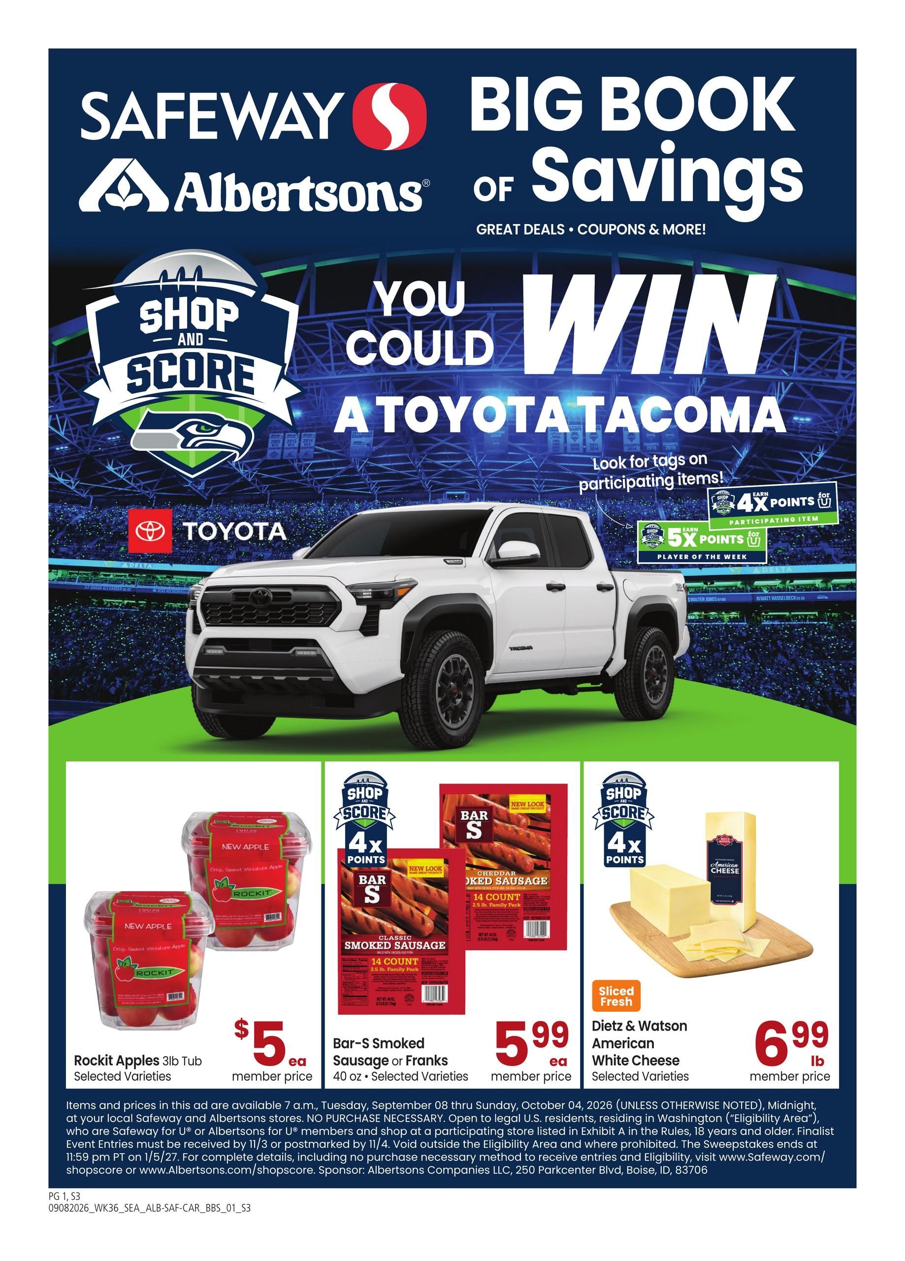 Albertsons (Athena Area, OR) Big Book of Savings Weekly Ad September 8 - October 4, 2026