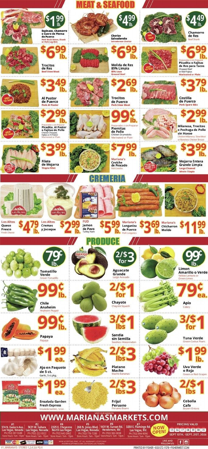 Mariana's Supermarkets (Nevada) Weekly Ad September 15 - 21, 2026