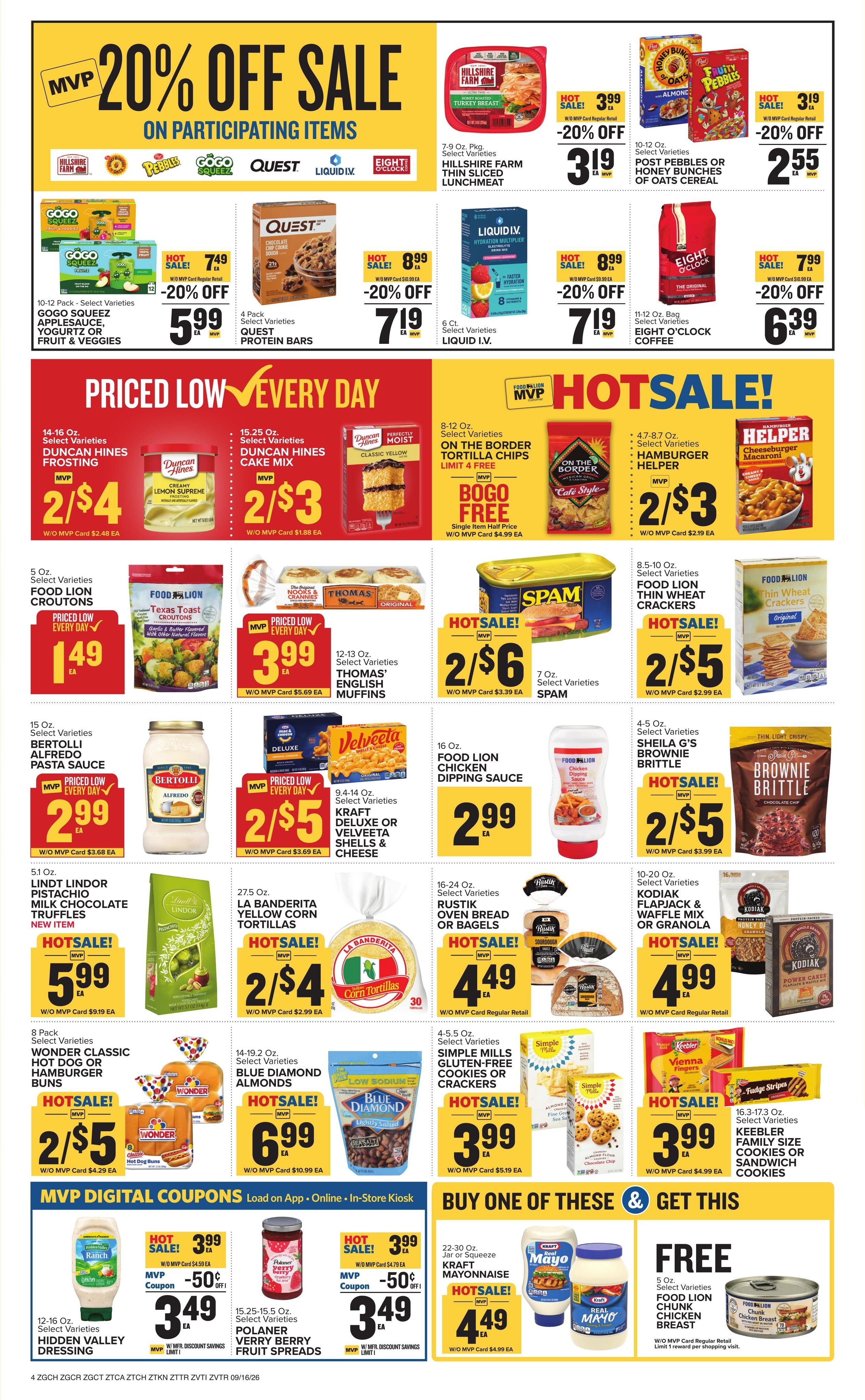 Food Lion (Chattanooga Area, TN) Weekly Ad September 16 - 22, 2026