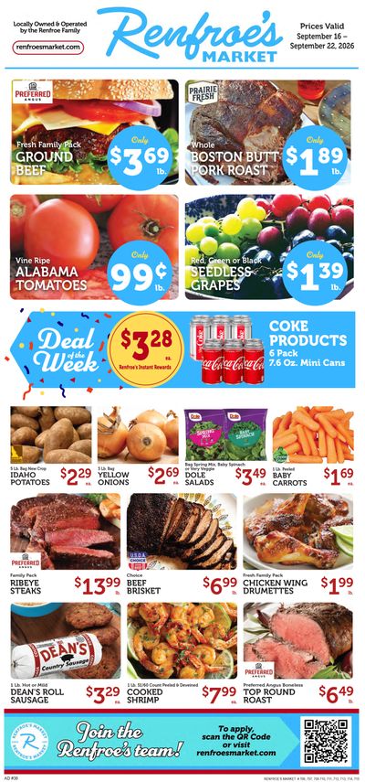 Renfroe's Market [ if($circulars->current_page->title == 'Recommended For You'); 'Recommended for the ' $vNameLastS ' Household!'; else; self->title; /if; ] Weekly Ad September 16 - 22, 2026