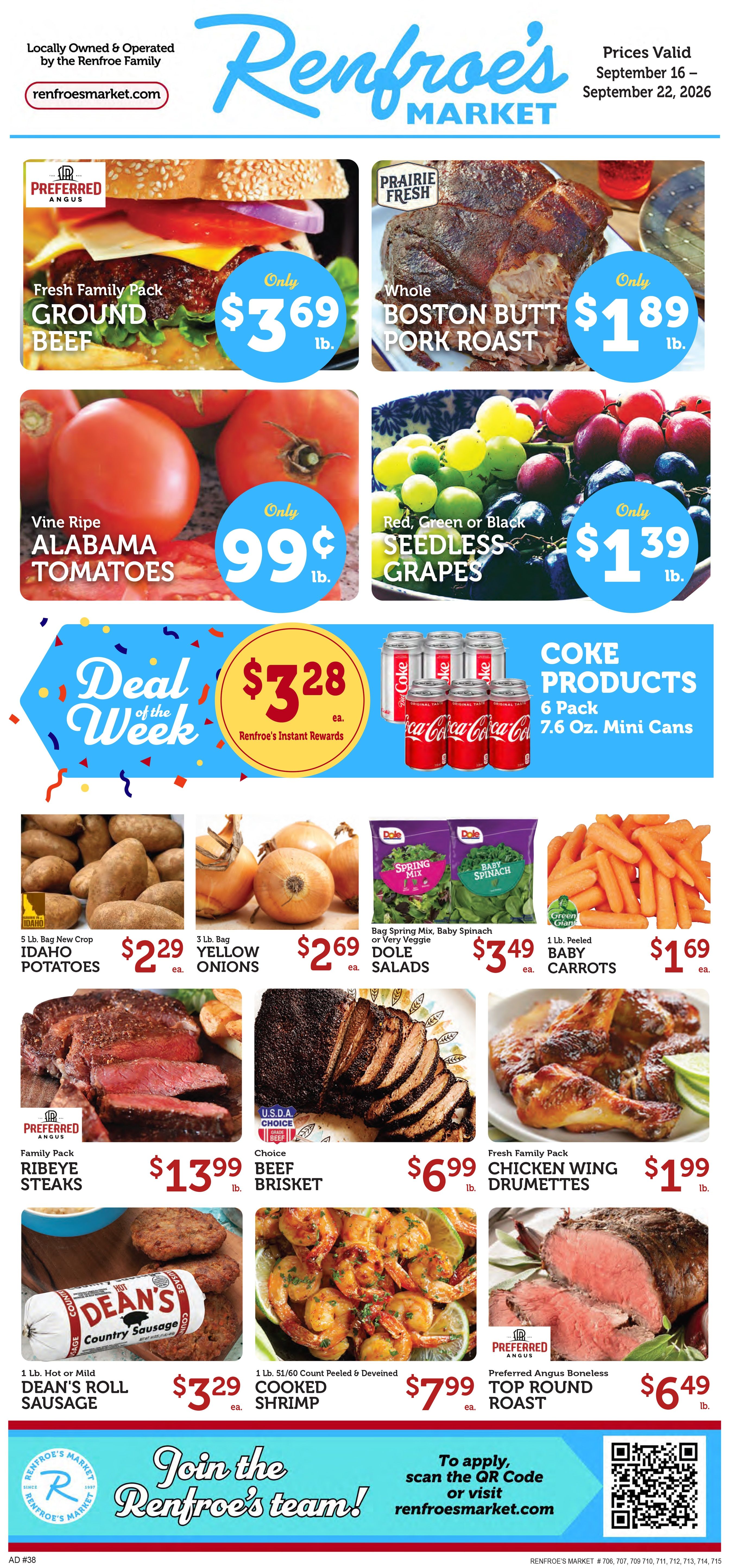 Renfroe's Market [ if($circulars->current_page->title == 'Recommended For You'); 'Recommended for the ' $vNameLastS ' Household!'; else; self->title; /if; ] Weekly Ad September 16 - 22, 2026