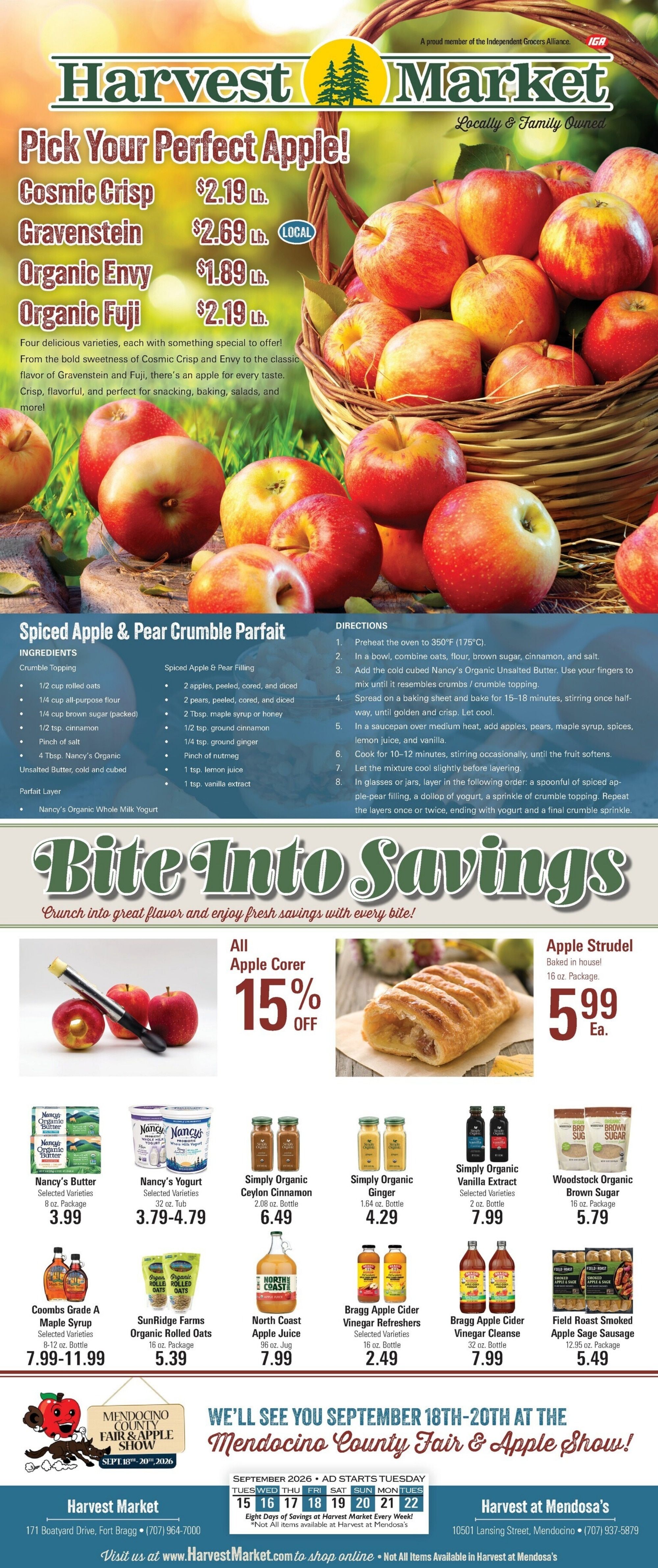 Harvest Market Fort Bragg Weekly Ad September 15 - 22, 2026