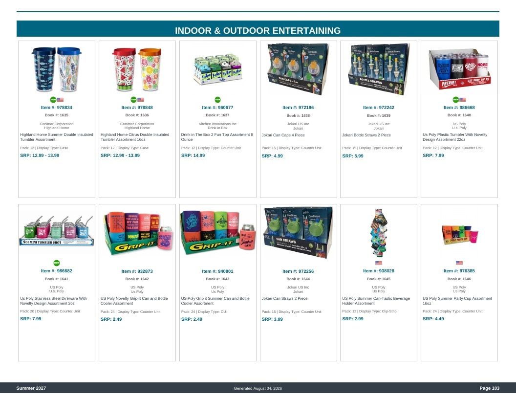Imperial Distributors Spring Summer Show Catalog Weekly Ad August 1, 2026 - December 31, 2027