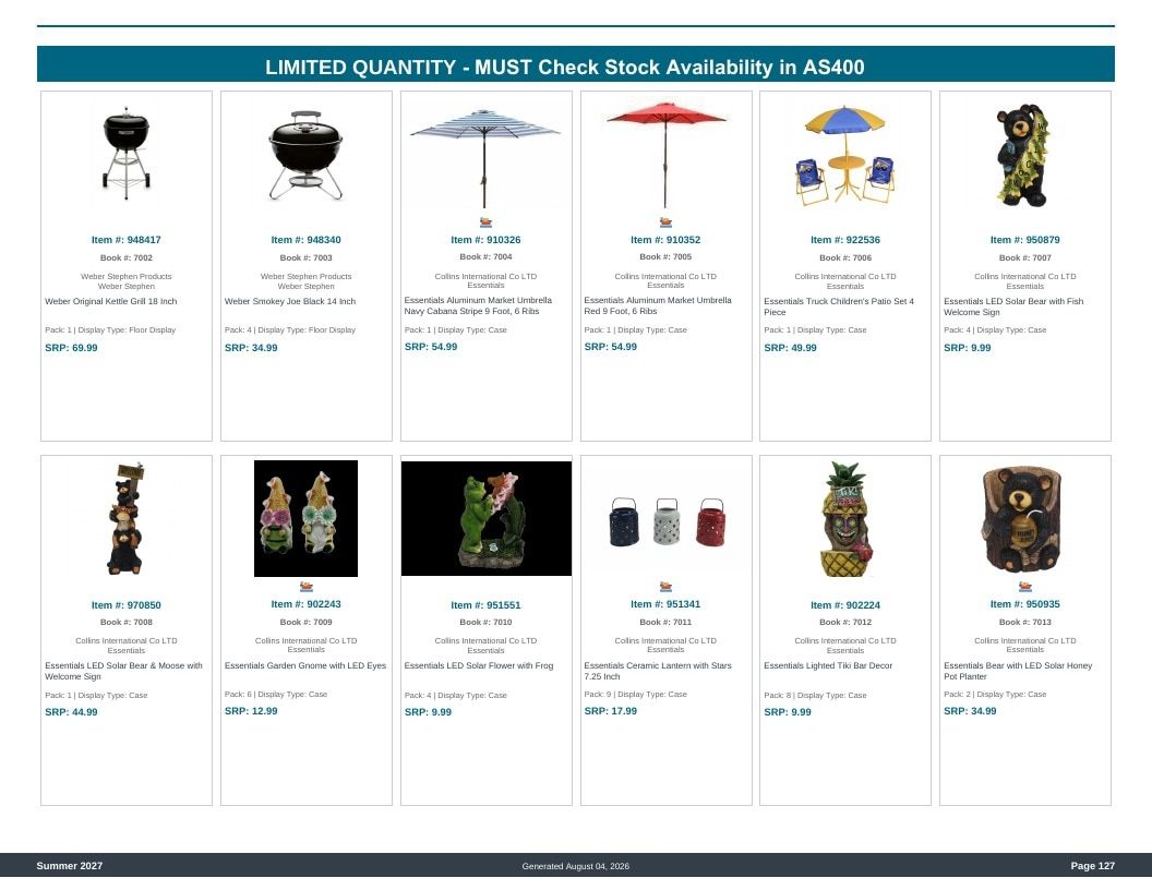 Imperial Distributors Spring Summer Show Catalog Weekly Ad August 1, 2026 - December 31, 2027