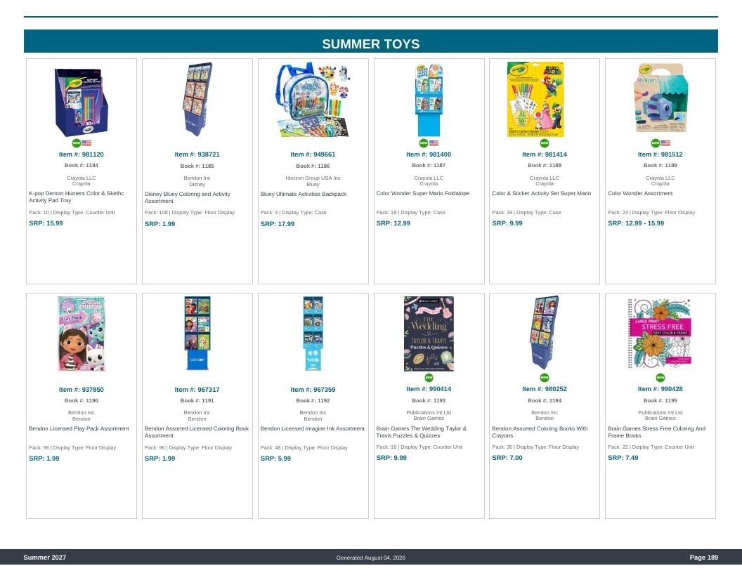 Imperial Distributors Spring Summer Show Catalog Weekly Ad August 1, 2026 - December 31, 2027