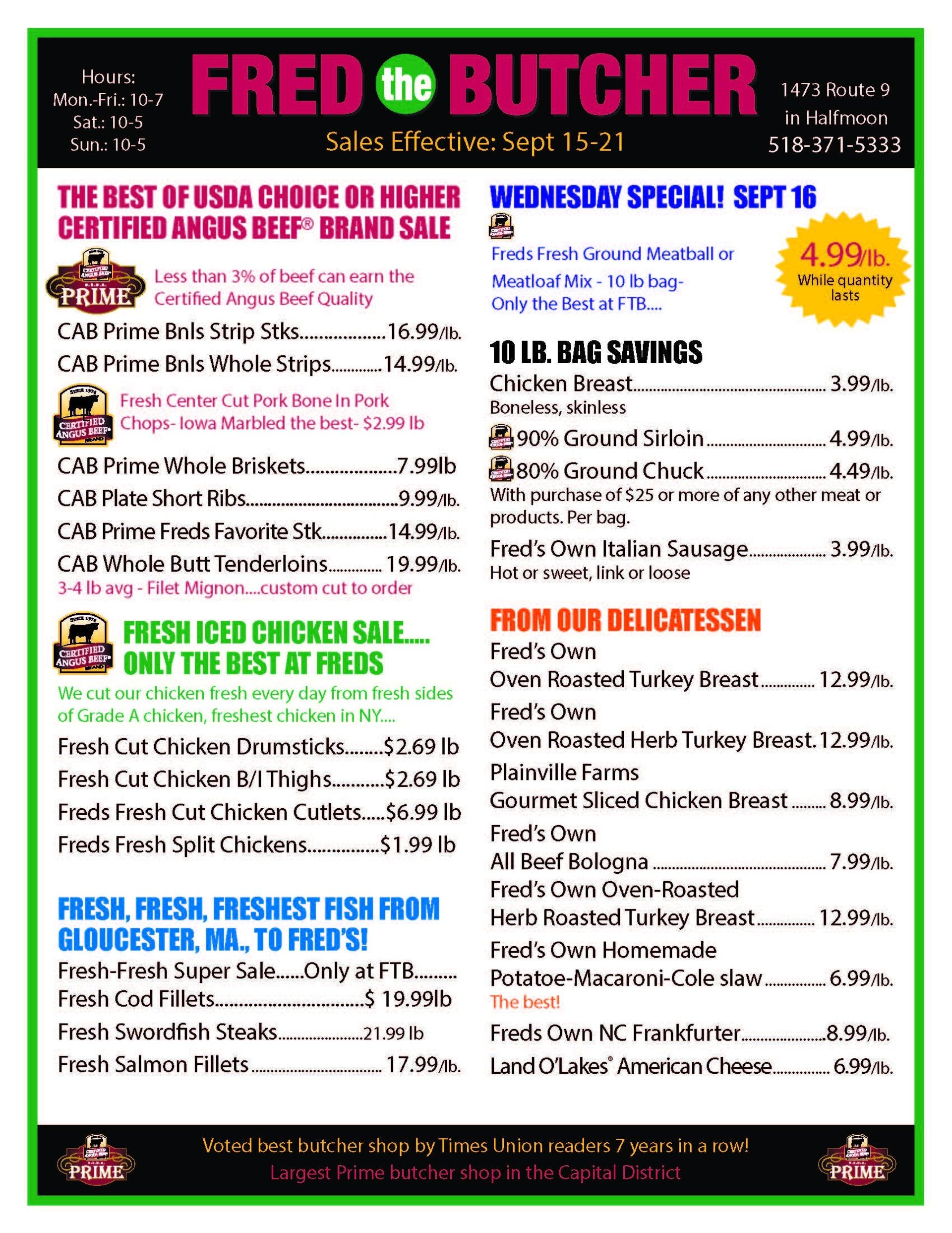 Fred the Butcher Weekly Ad September 15 - 21, 2026