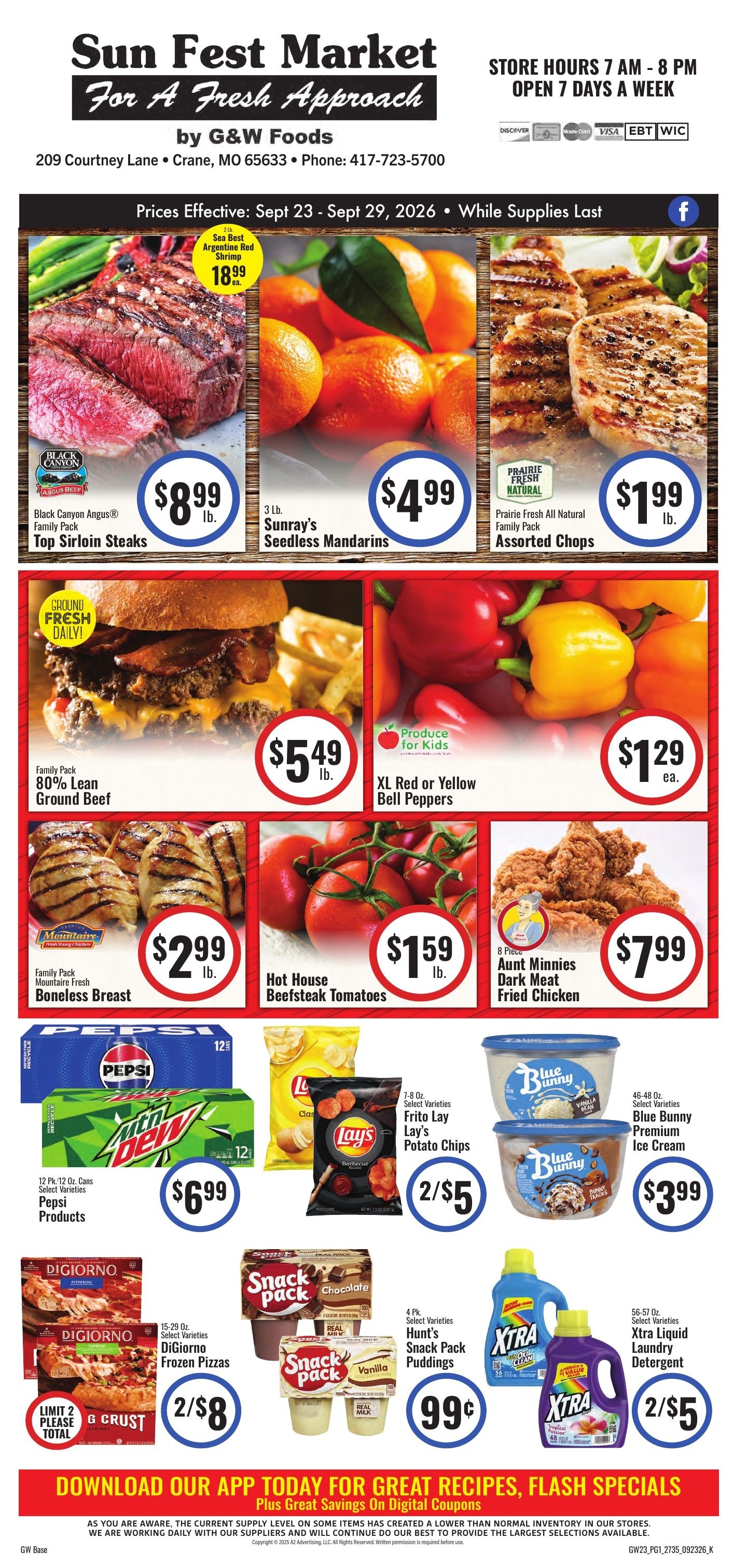 Sun Fest Market (Crane, MO) Weekly Ad September 23 - October 6, 2026