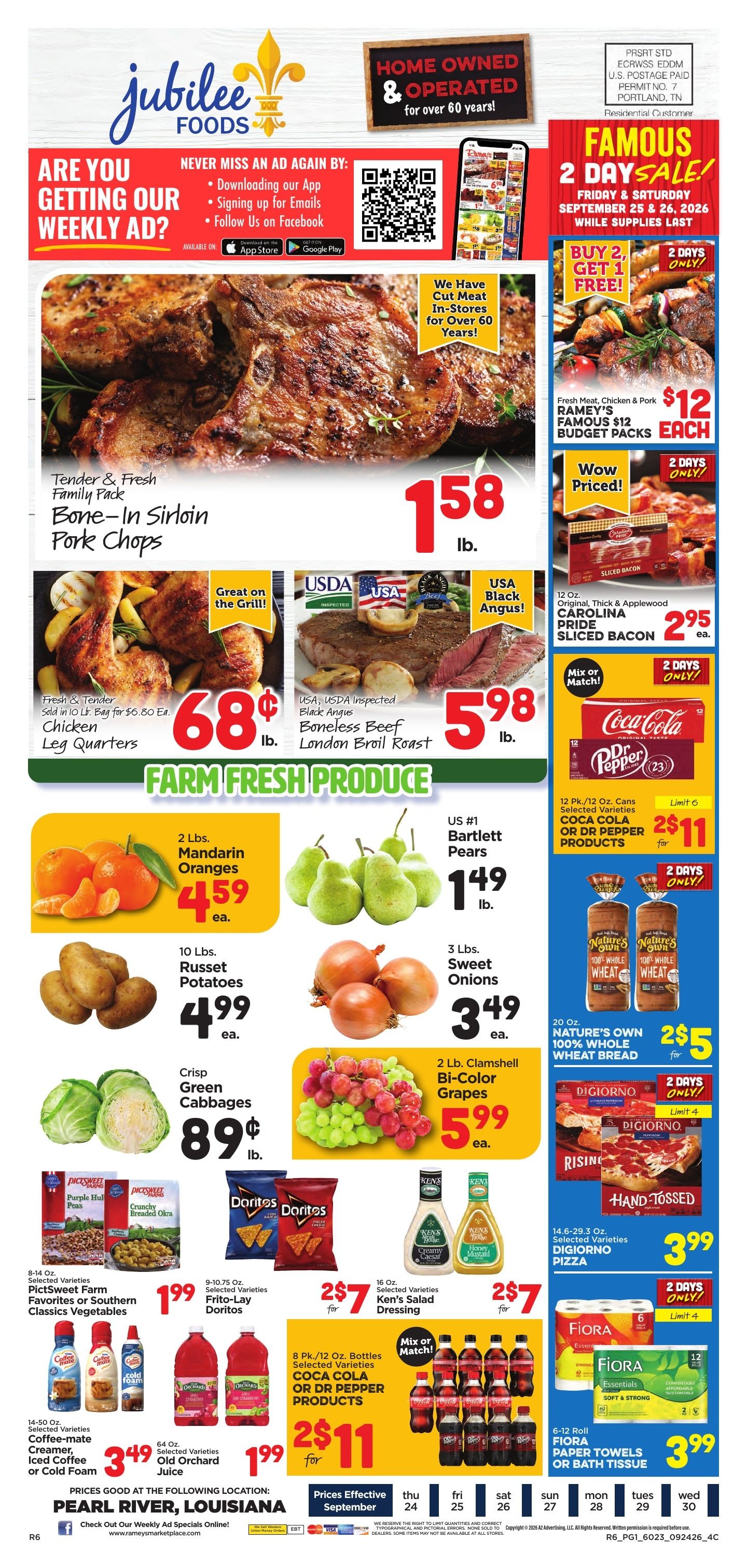 Jubilee Foods Pearl River Weekly Ad September 24 - 30, 2026