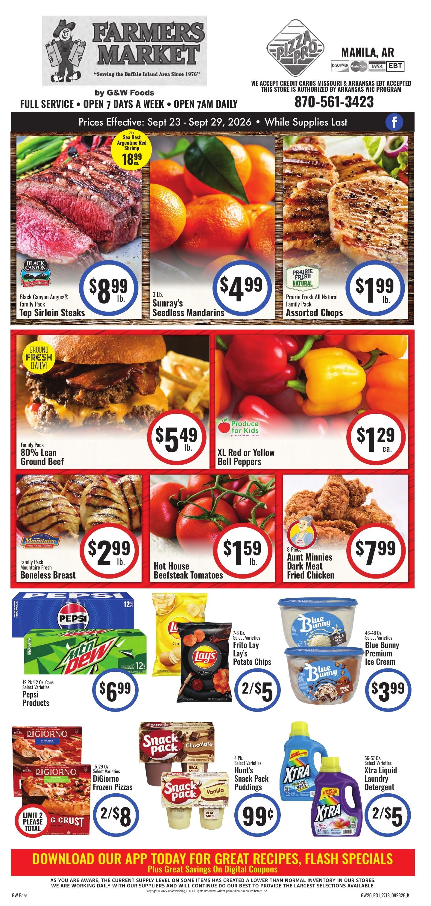 G&W Foods Farmers Market (Manila, AR) Weekly Ad September 23 - October 6, 2026