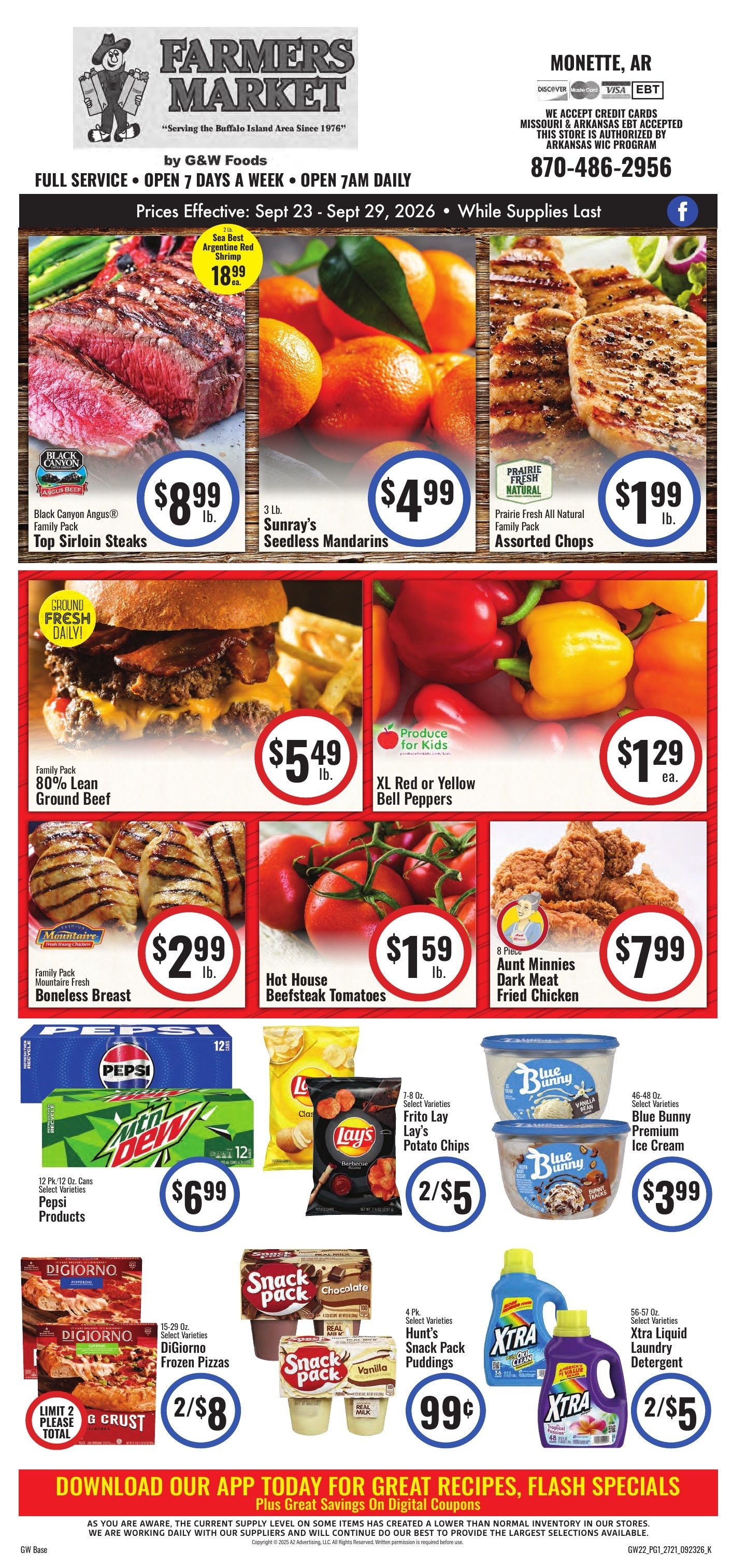 G&W Foods Farmers Market (Monette, AR) Weekly Ad September 23 - October 6, 2026