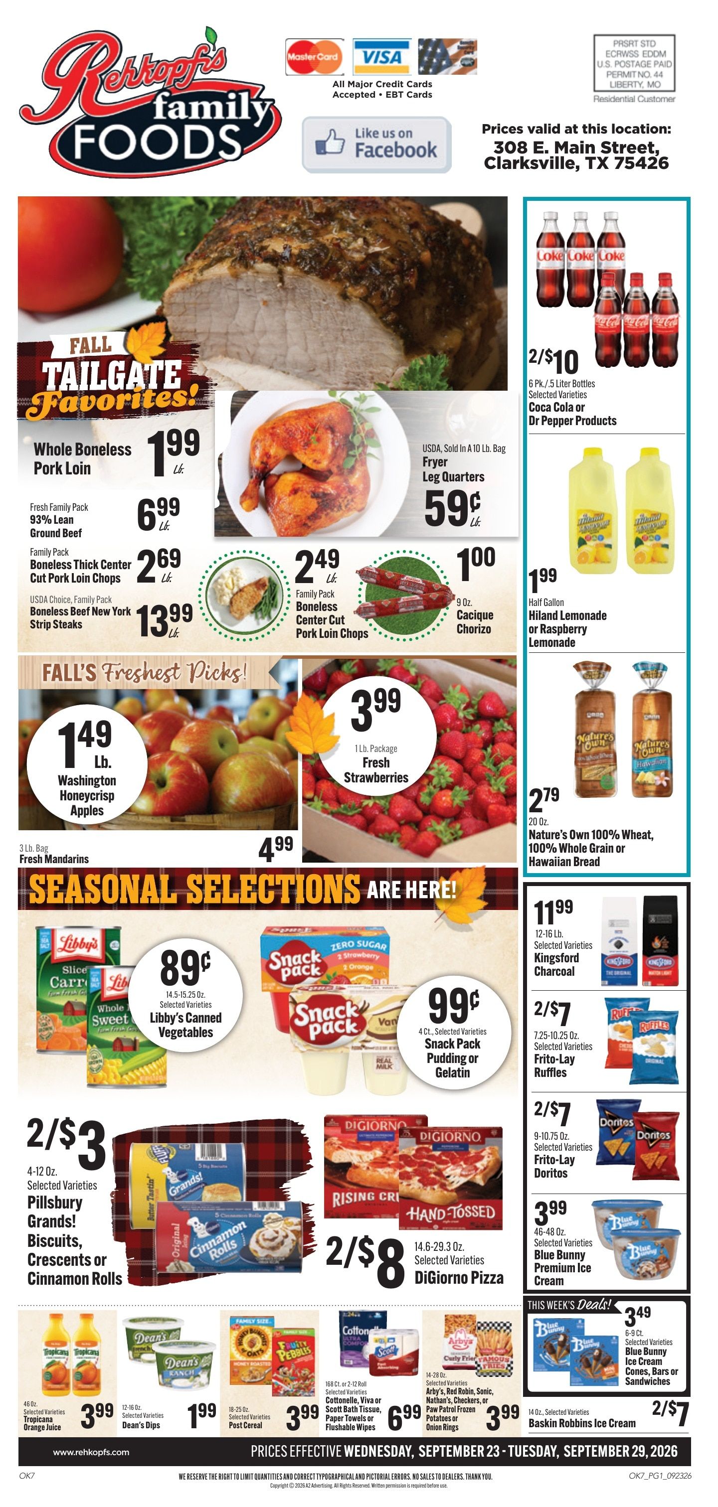 Rehkopf's Family Foods Weekly Ad September 23 - 29, 2026