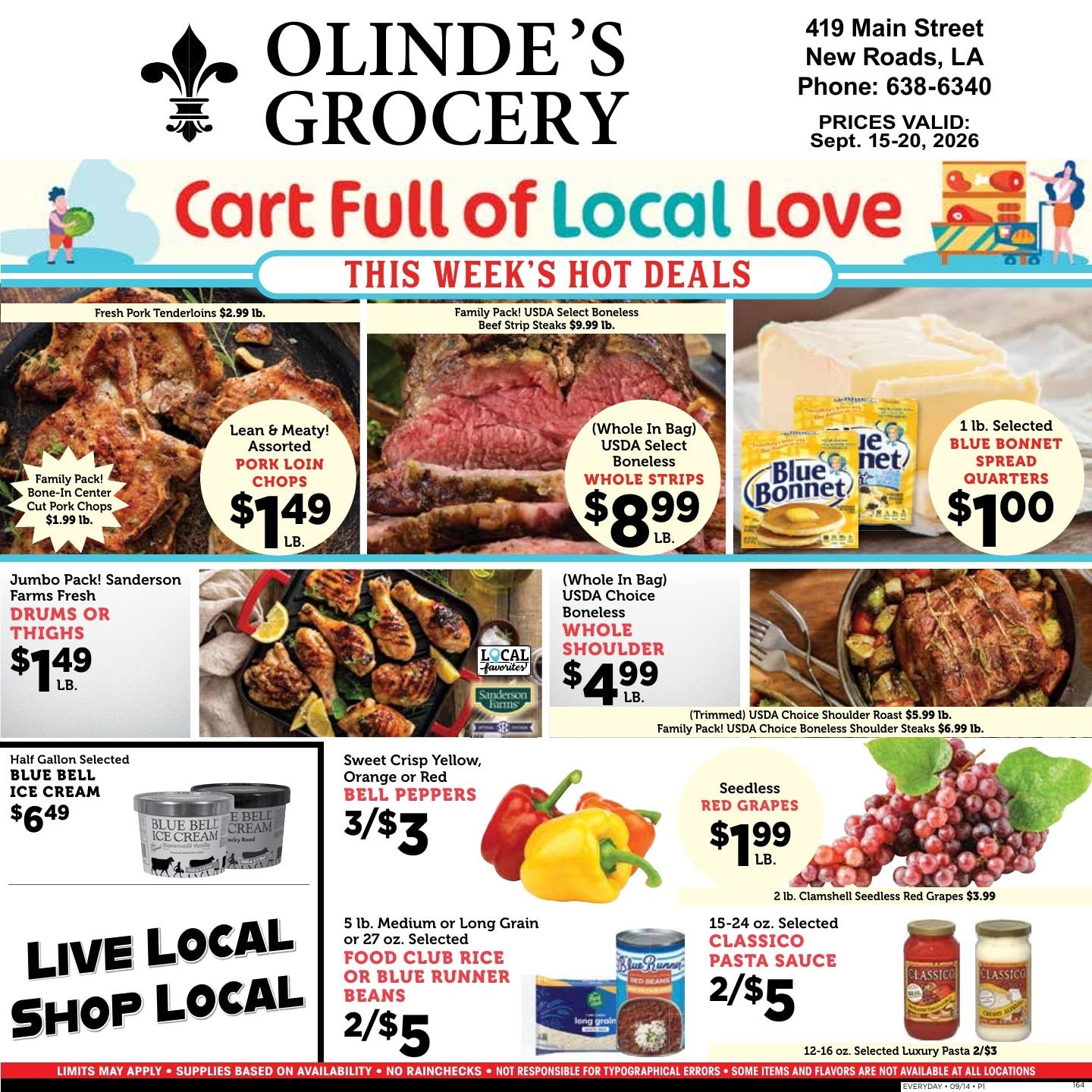 Olinde's Grocery Weekly Ad September 15 - 20, 2026