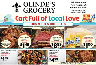 Olinde's Grocery Weekly Ad September 15 - 20, 2026
