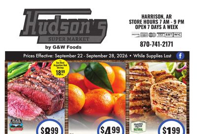 Hudson's Super Market Weekly Ad September 22 - October 5, 2026