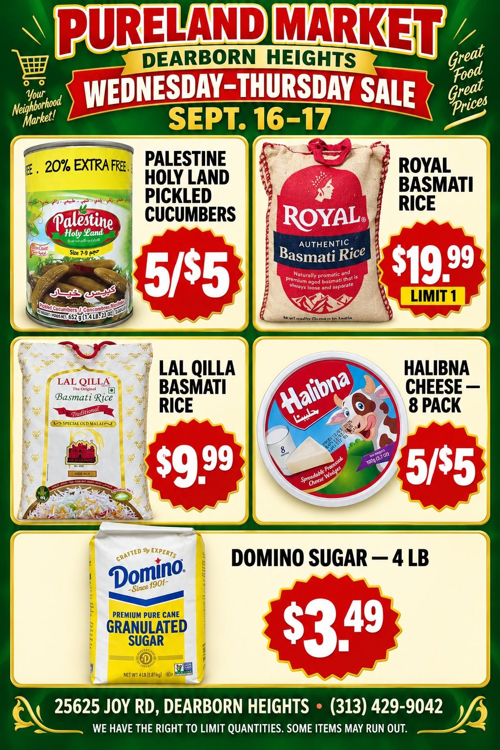 Pureland Supermarket (25625 Joy Road, Dearborn Heights, MI) Weekly Ad September 15 - 16, 2026