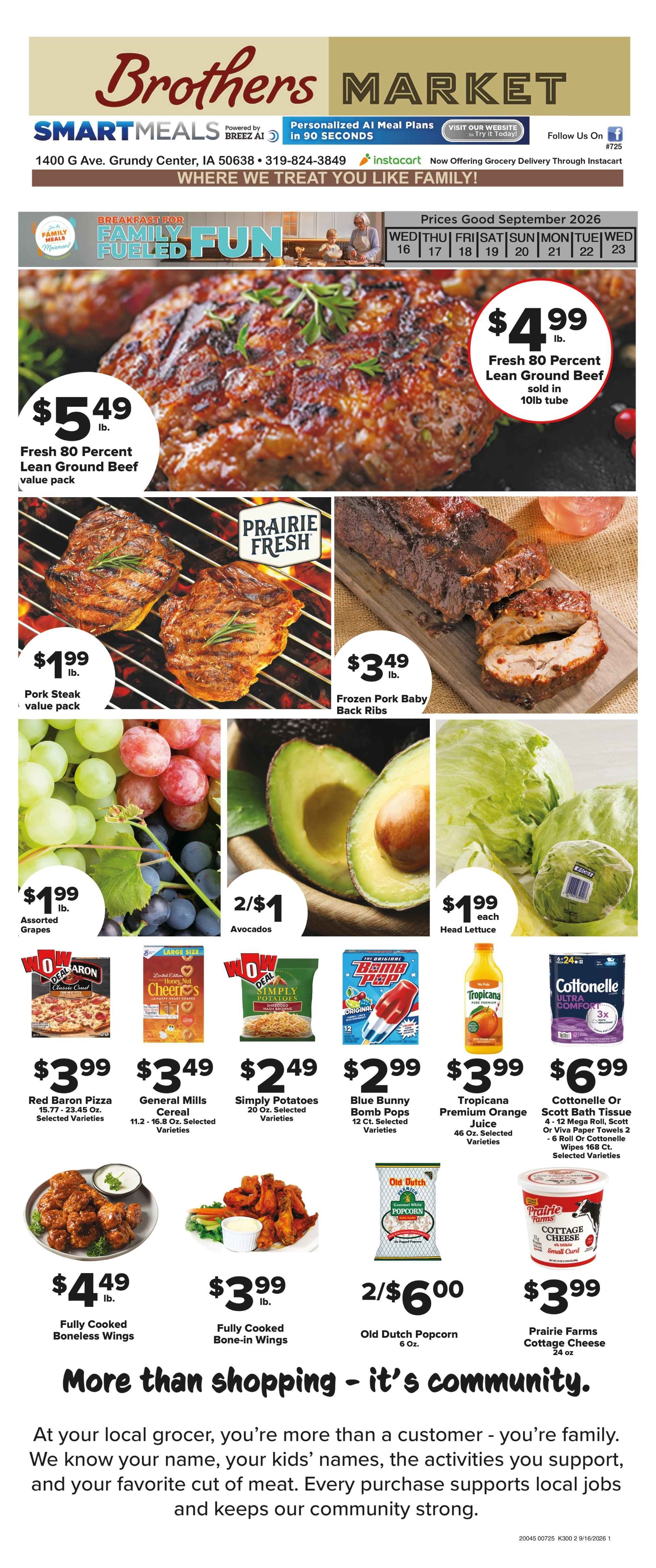 Brothers Market (Grundy Center, IA) Weekly Ad September 16 - 23, 2026