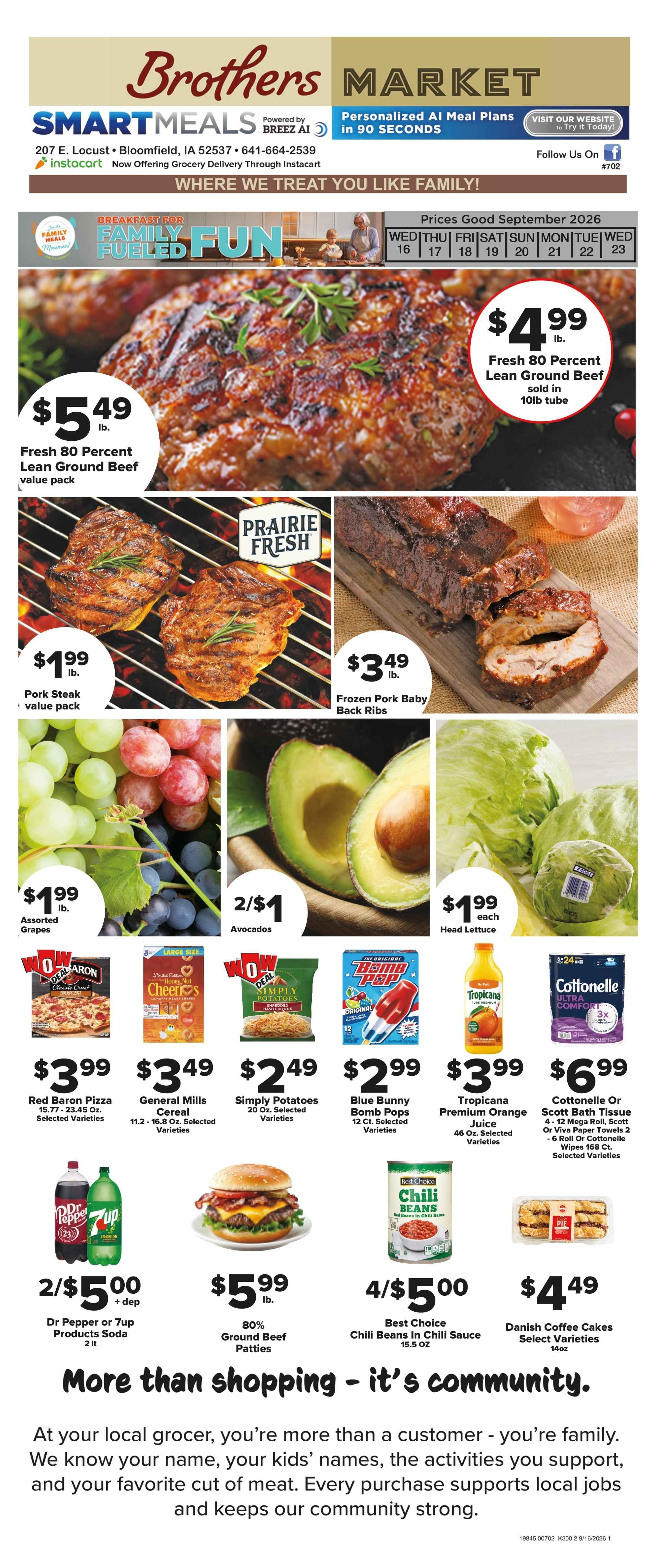 Brothers Market (Bloomfield, IA) Weekly Ad September 16 - 23, 2026