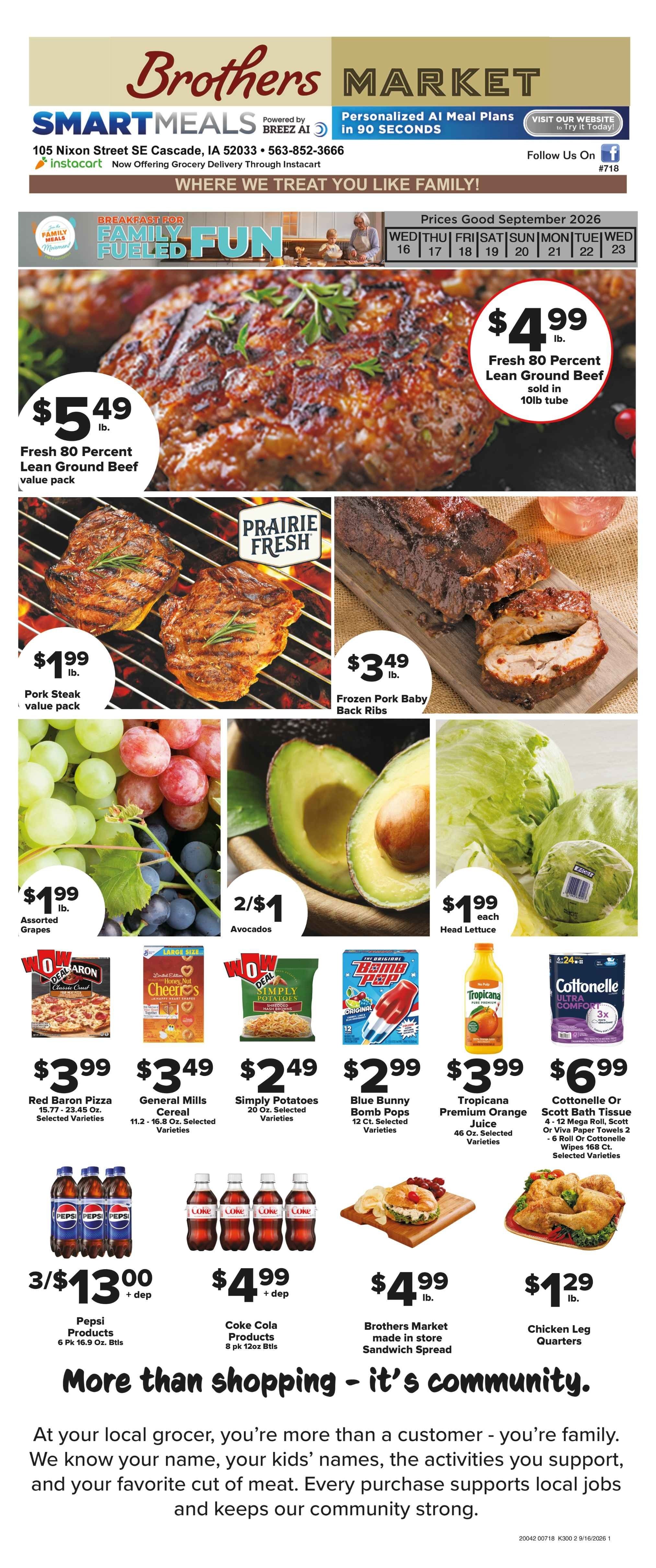 Brothers Market (Cascade, IA) Weekly Ad September 16 - 23, 2026
