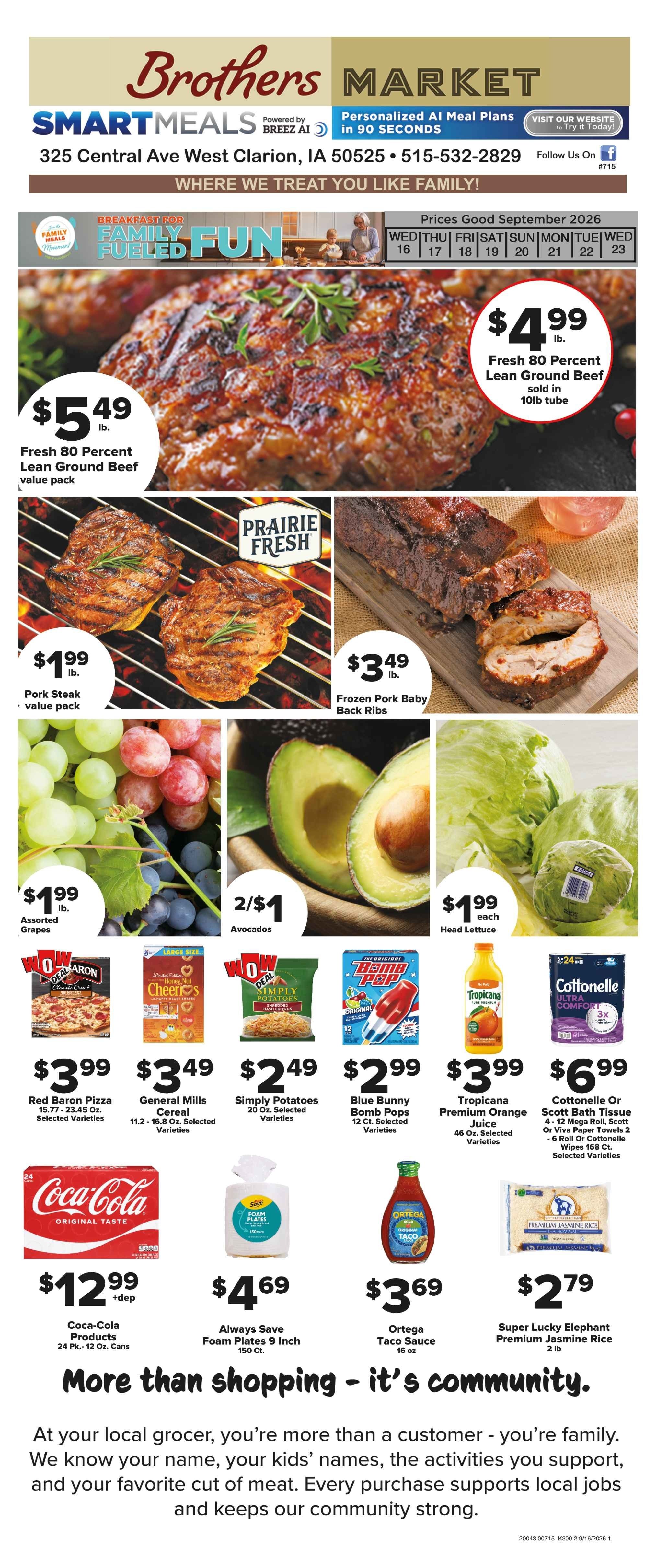 Brothers Market (Clarion, IA) Weekly Ad September 16 - 23, 2026