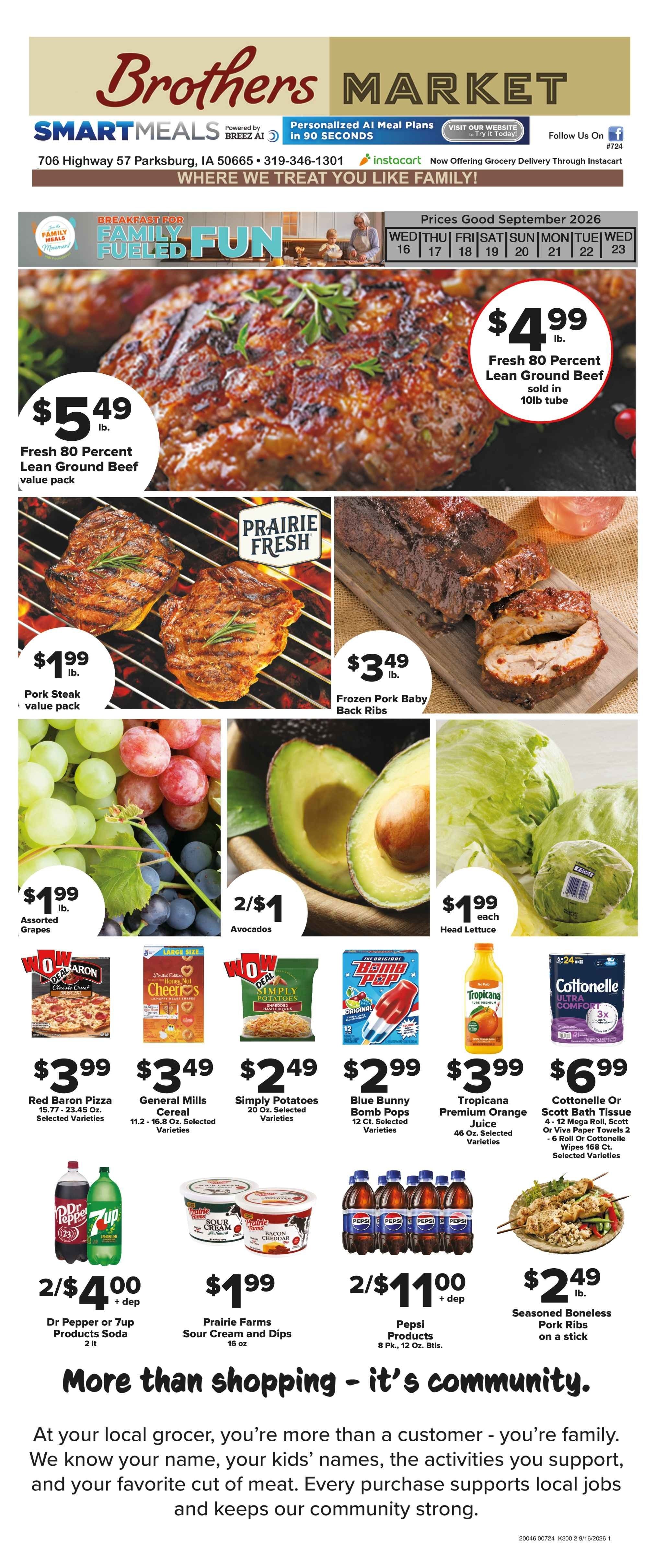 Brothers Market (Parkersburg, IA) Weekly Ad September 16 - 23, 2026