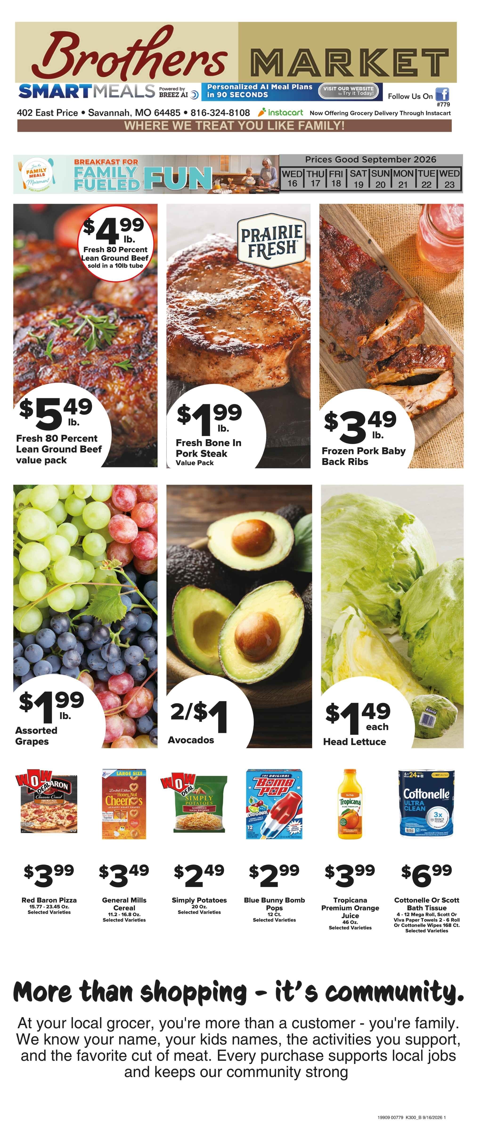 Brothers Market (Savannah, MO) Weekly Ad September 16 - 23, 2026