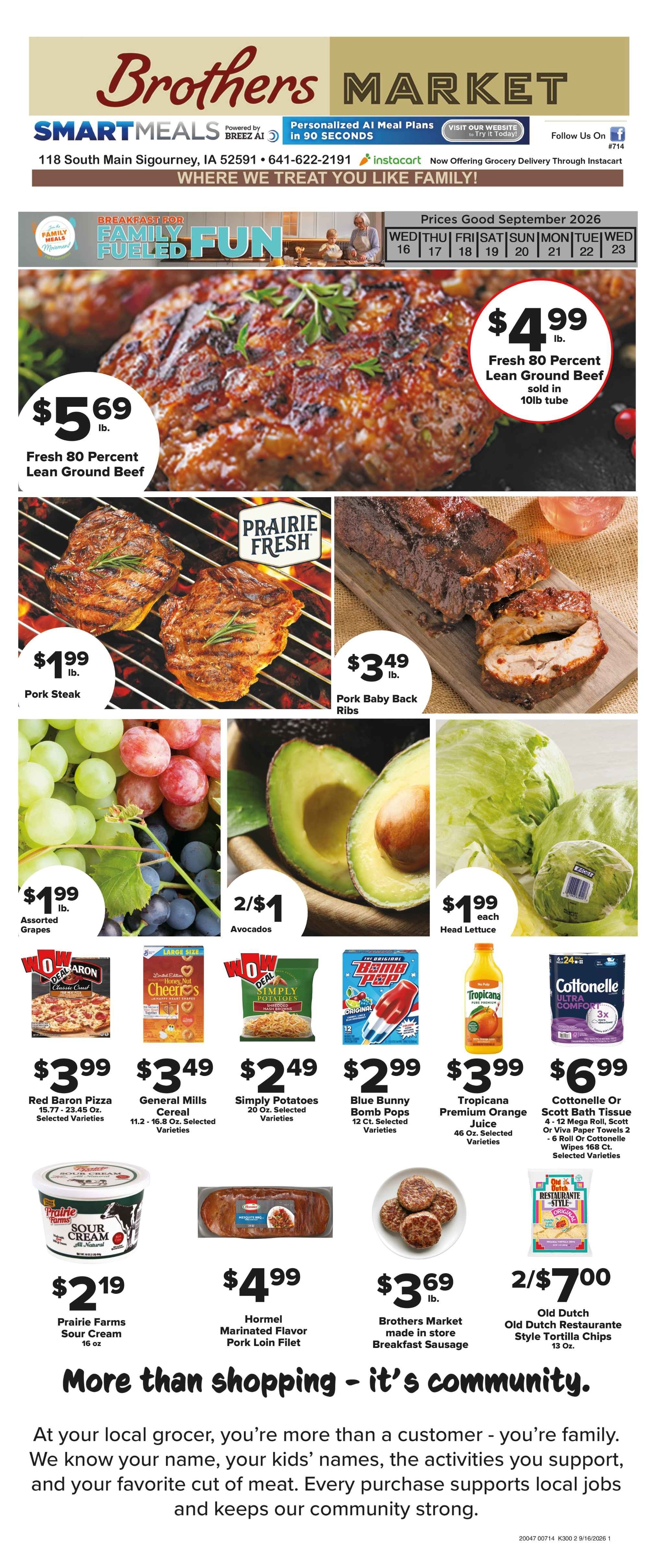 Brothers Market (Sigourney, IA) Weekly Ad September 16 - 23, 2026
