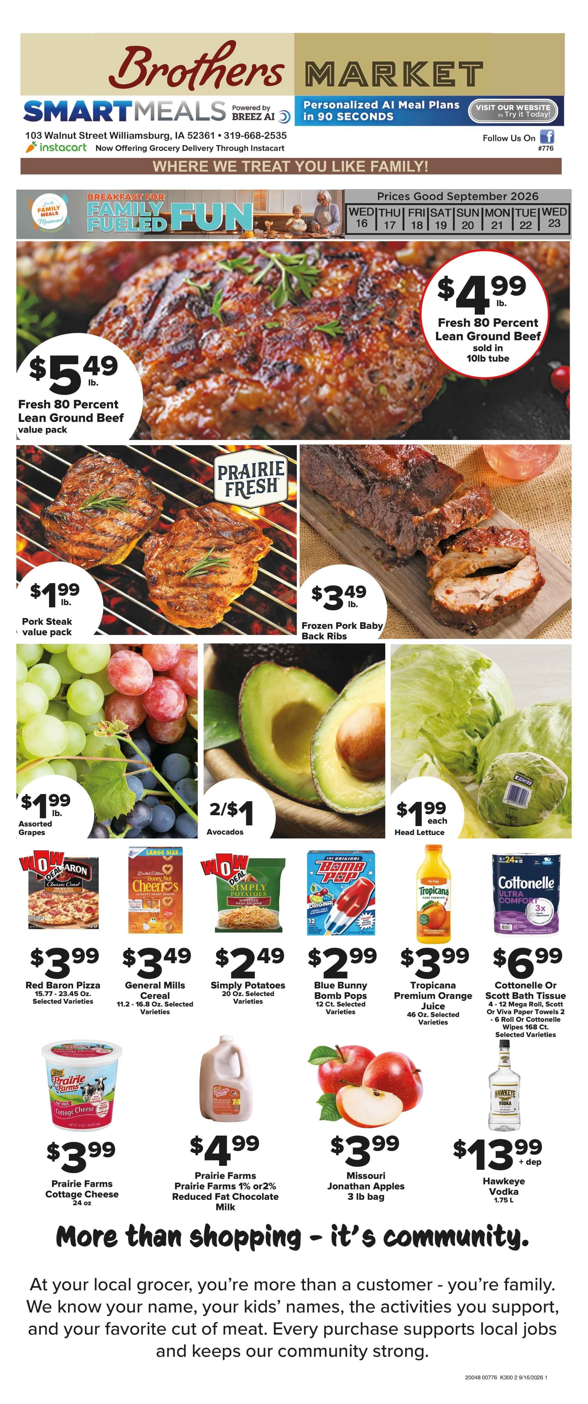 Brothers Market (Williamsburg, IA) Weekly Ad September 16 - 23, 2026
