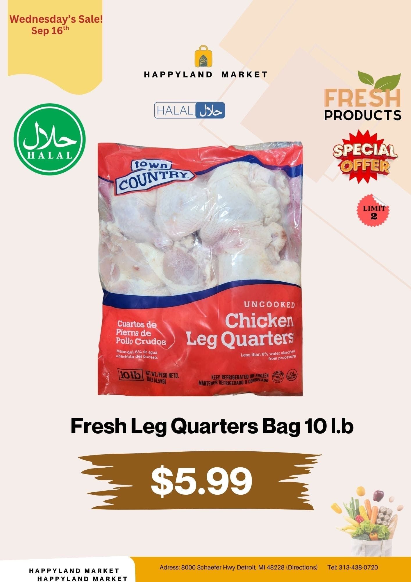 Happy Land Market (8000 Schaefer Highway, Detroit, MI) Weekly Ad September 16 - 16, 2026
