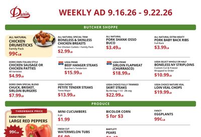 Doris Italian Market Weekly Ad September 16 - 22, 2026