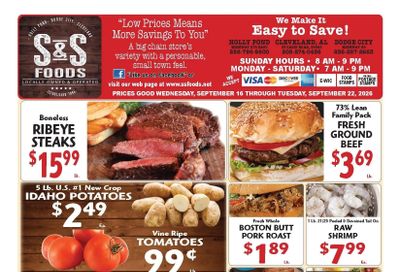 S&S Foods Alabama Weekly Ad September 16 - 22, 2026