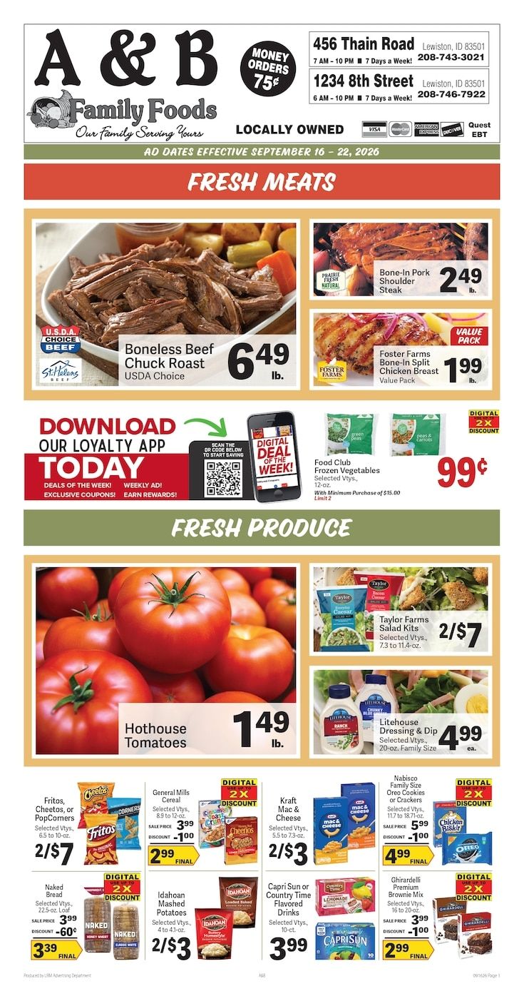 A&B Family Foods Weekly Ad September 16 - 22, 2026