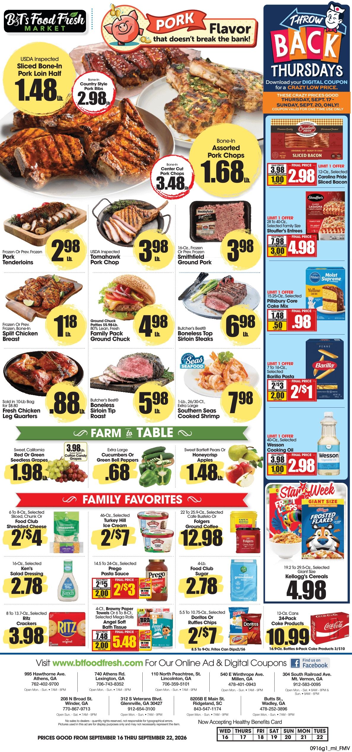 B&T's Food Fresh Market Weekly Ad September 16 - 22, 2026