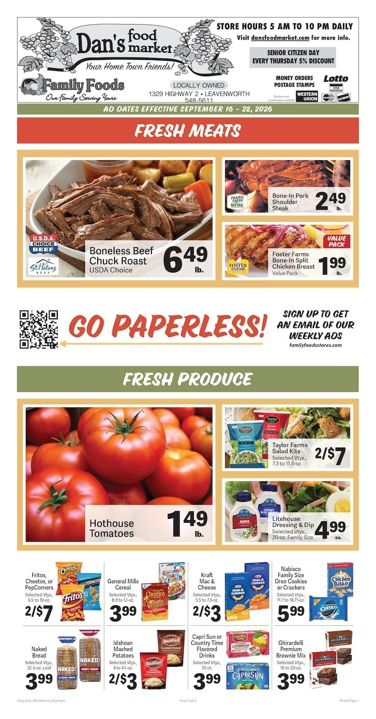 Dan's Food Market Weekly Ad September 16 - 22, 2026