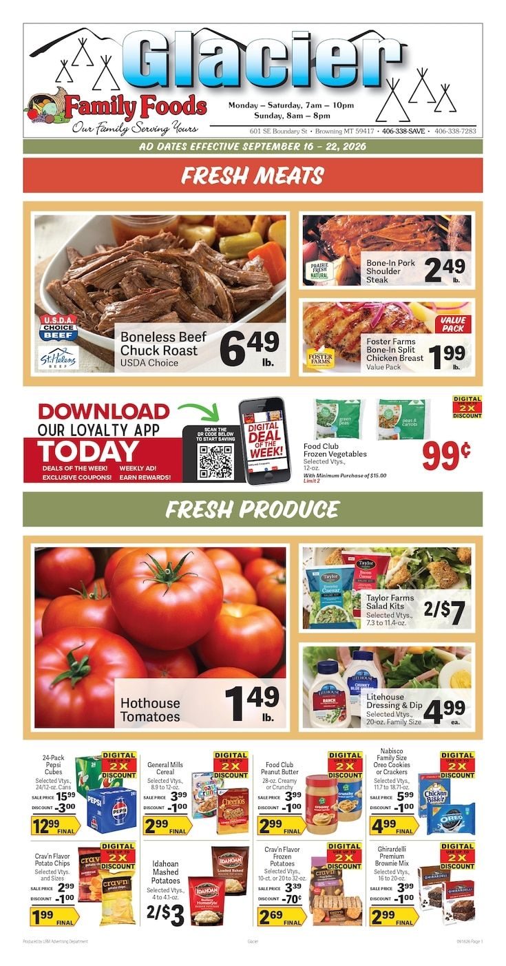 Glacier Family Foods Weekly Ad September 16 - 22, 2026