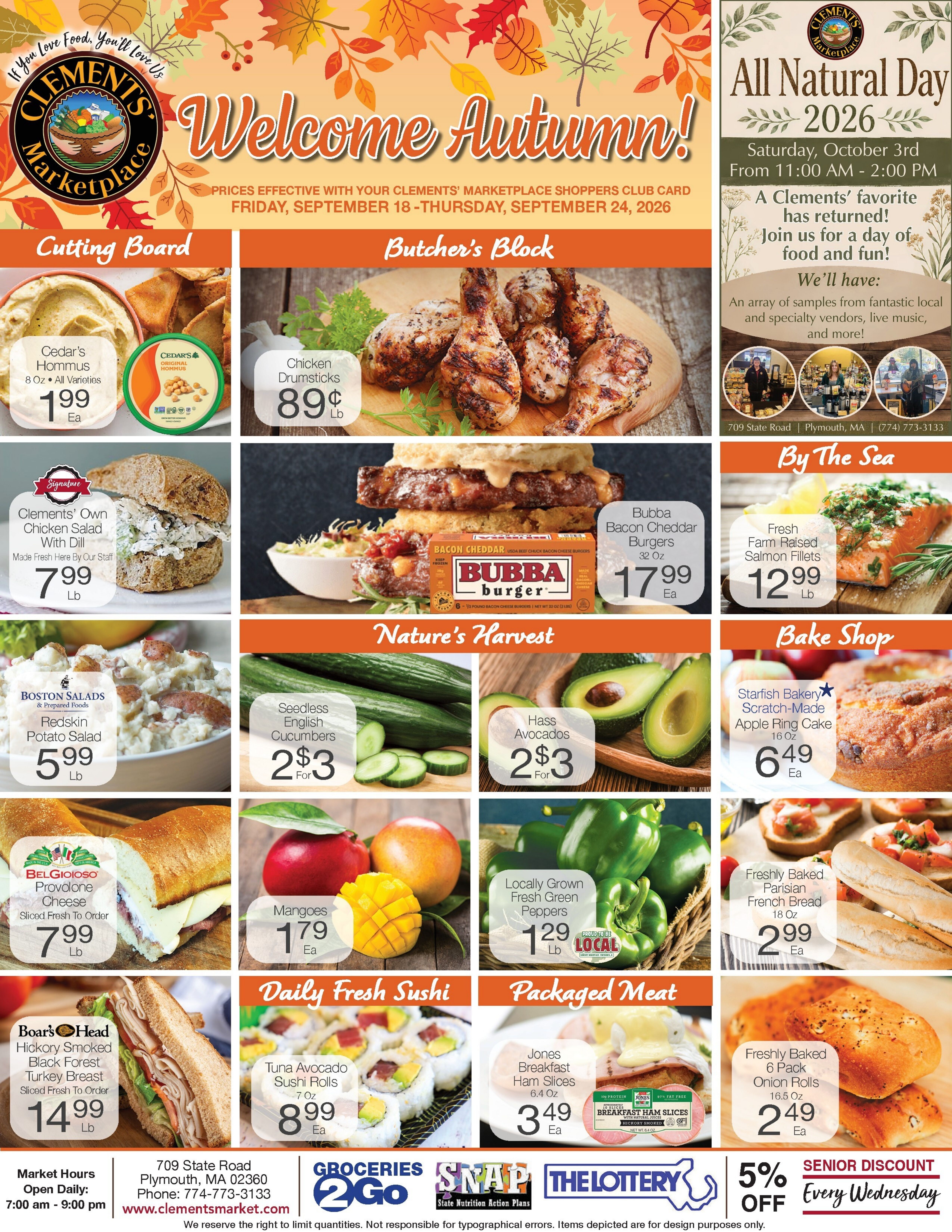 Clements' Marketplace (Plymouth, MA) Weekly Ad September 18 - 24, 2026