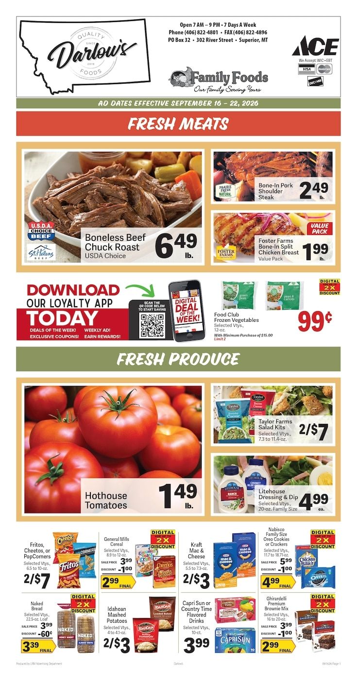 Darlow's Quality Foods Weekly Ad September 16 - 22, 2026