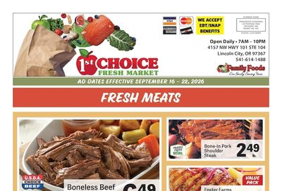 1st Choice Fresh Market Weekly Ad September 16 - 22, 2026