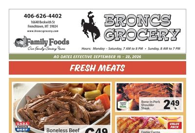 Bronc's Grocery Weekly Ad September 16 - 22, 2026