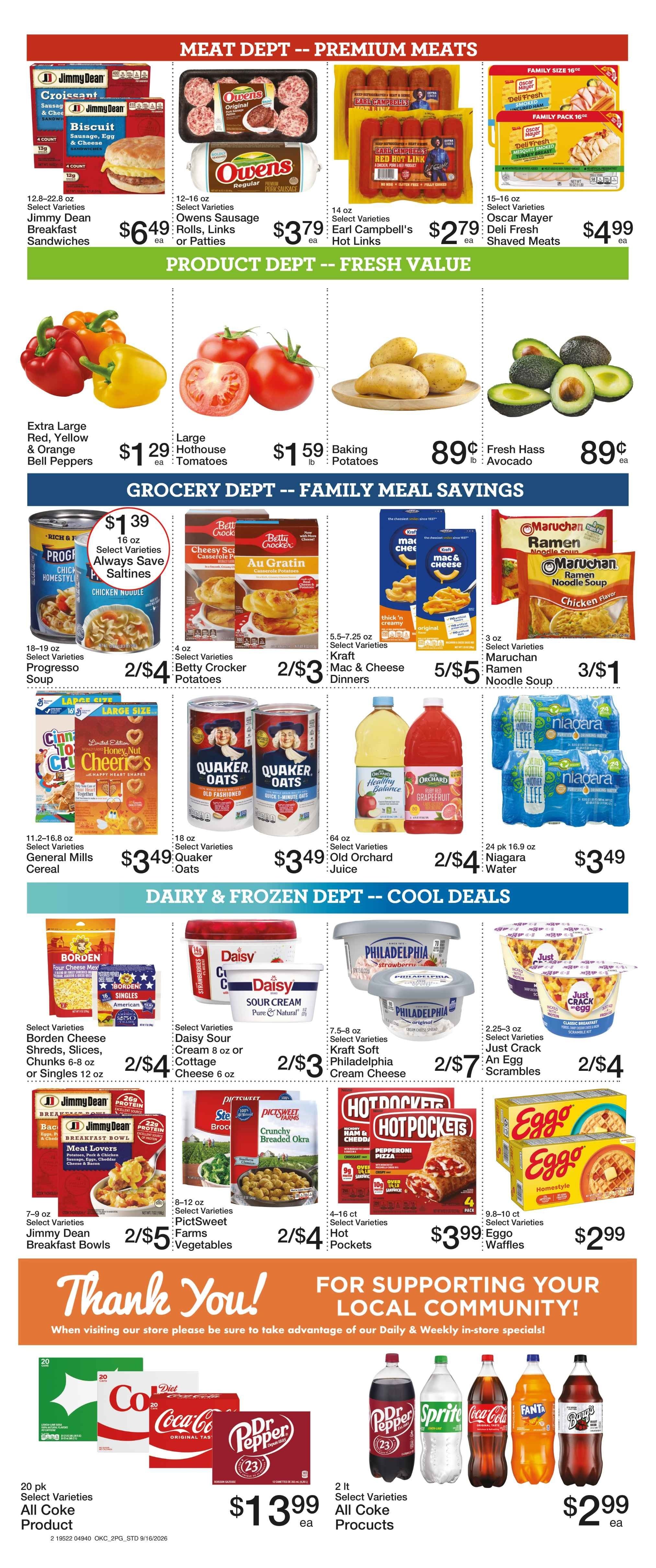 Hometown Foods Crescent Come Save With Us! Weekly Ad September 16 - 22, 2026