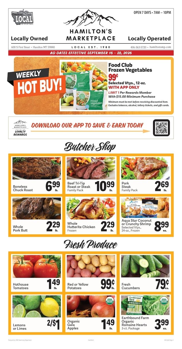Hamilton's Marketplace Weekly Ad September 16 - 22, 2026