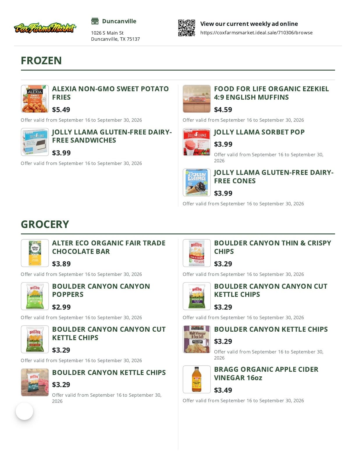 Cox Farms Market Weekly Ad September 16 - 30, 2026